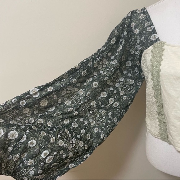 Anthropologie Smocked Balloon Sleeve Top Moss Green Size XL - Picture 7 of 7